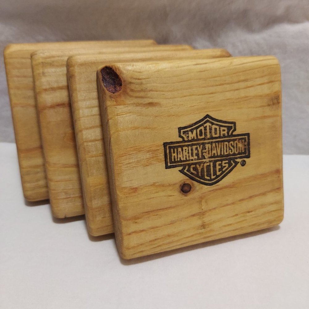 Hand-crafted Wood Bar & Shield Coasters